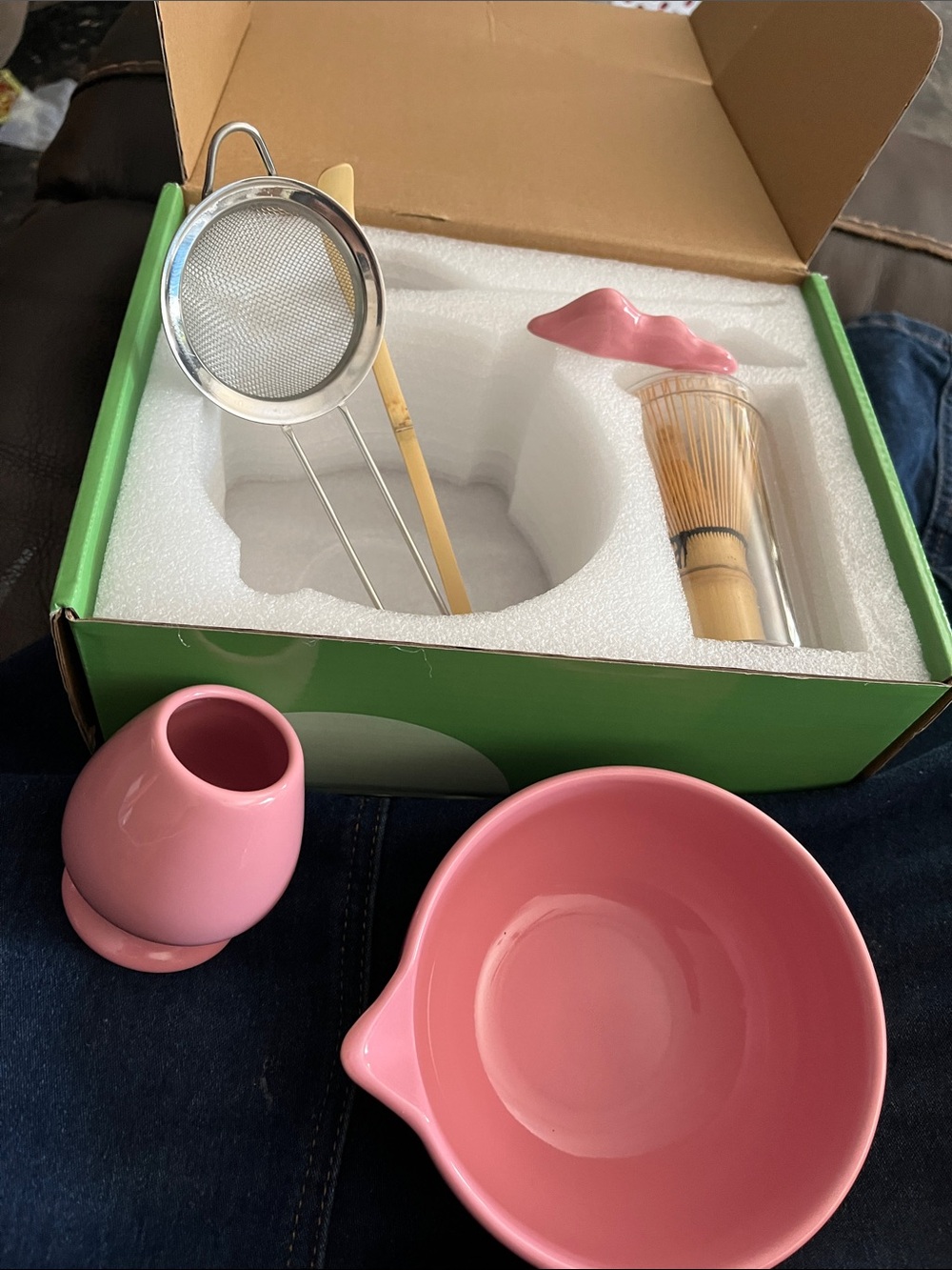 Matcha Tea Set - Pink Ceramic Bowl & Accessories - Picture 2 of 4